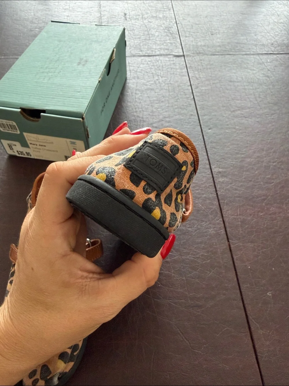Toms Girls Leopard Print Mary Janes in Brown and Black